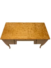 Art Deco Desk in Birdseye Maple, Swedish Design, 1940s, 7 Drawers